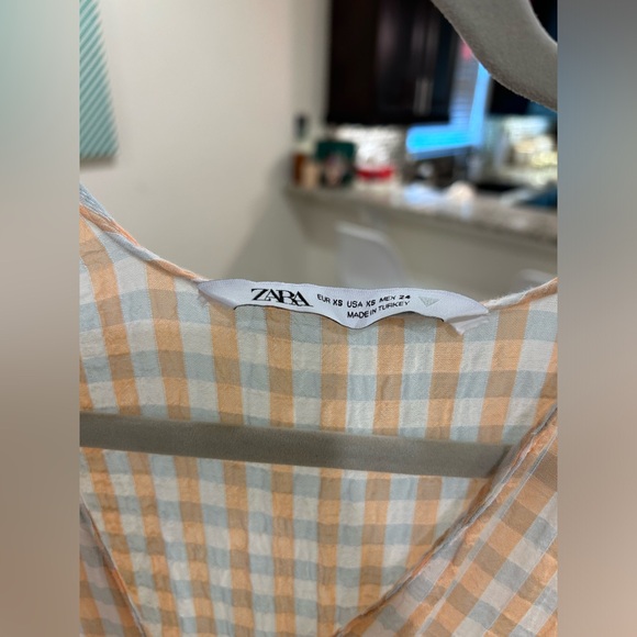 Zara Plaid Dress🧡🩵 - Picture 3 of 4